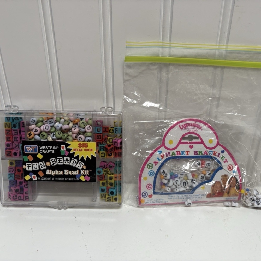 Vintage Y2K Westrim Crafts Bead Kit Fun Beads Alpha Beads Plastic Bracelet